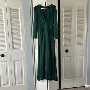 Lulus Emerald Green Satin Long Dress